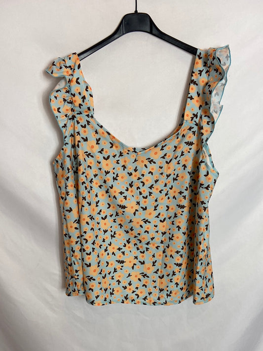 SHEIN CURVE. Top azul flores T.XL