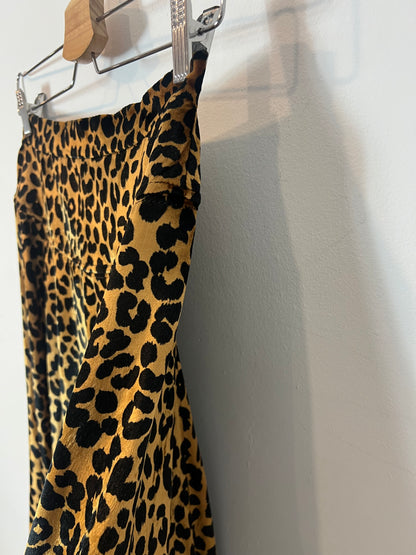 OTRAS. Falda midi terciopelo animal print. T XS