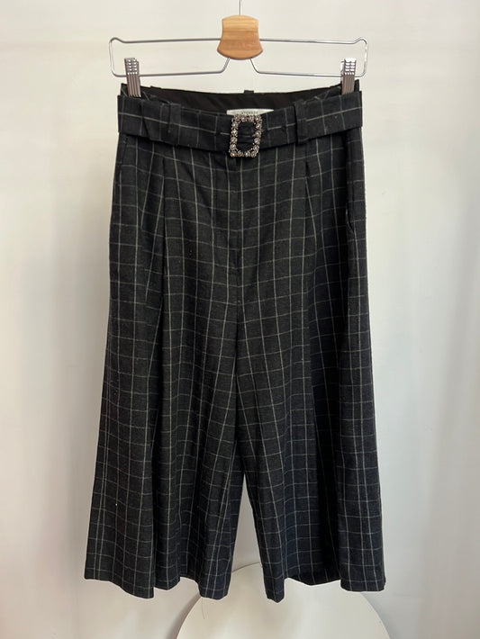 UTERQÜE. Pantalón gaucho azul cuadros T.s