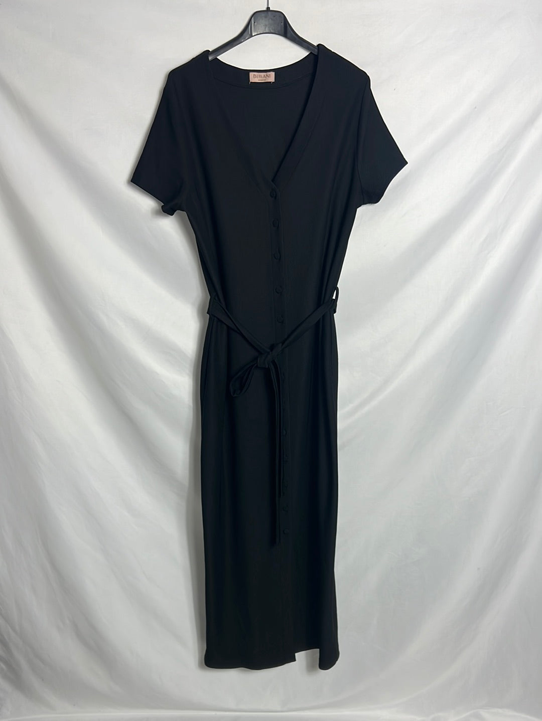 BIMANI. Vestido largo abotonado negro. T L