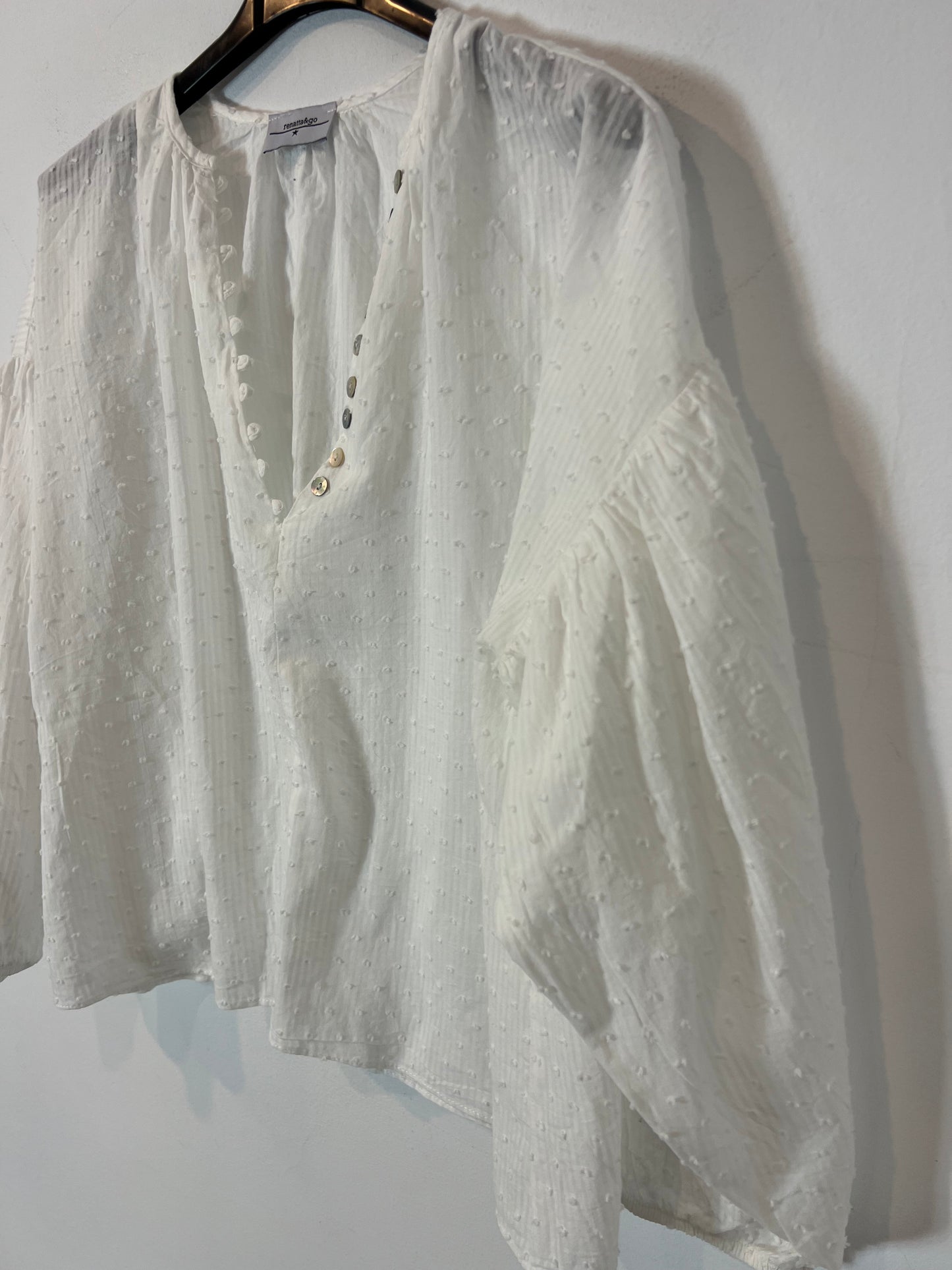 RENATTA&GO. Blusa blanca plumeti TU(S)