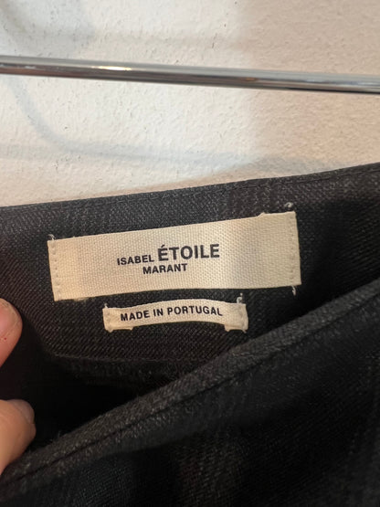 ISABEL MARANT ETOILE. Falda gris cuadros volante T.36