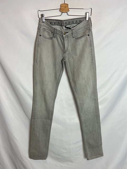 EARNEST SEWN. Denim pitillo gris elástico. T 27 (38)