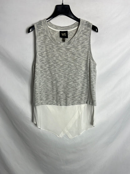 W5. Top doble textura gris jaspeado. T M