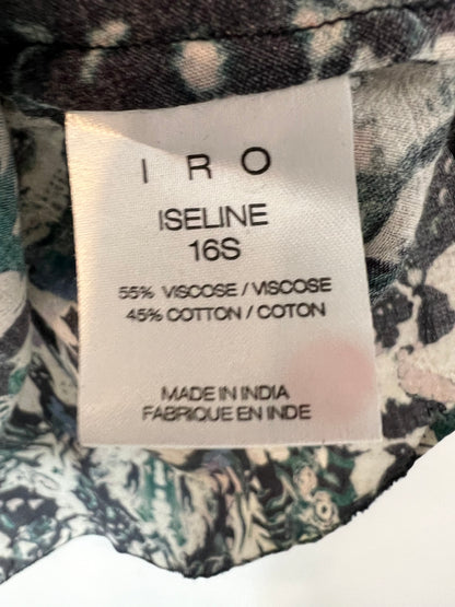 IRO. Blusa negra estampado beige T.34