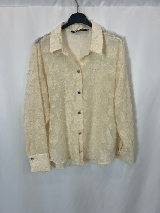 ZARA. Blusas beige texturas. T L