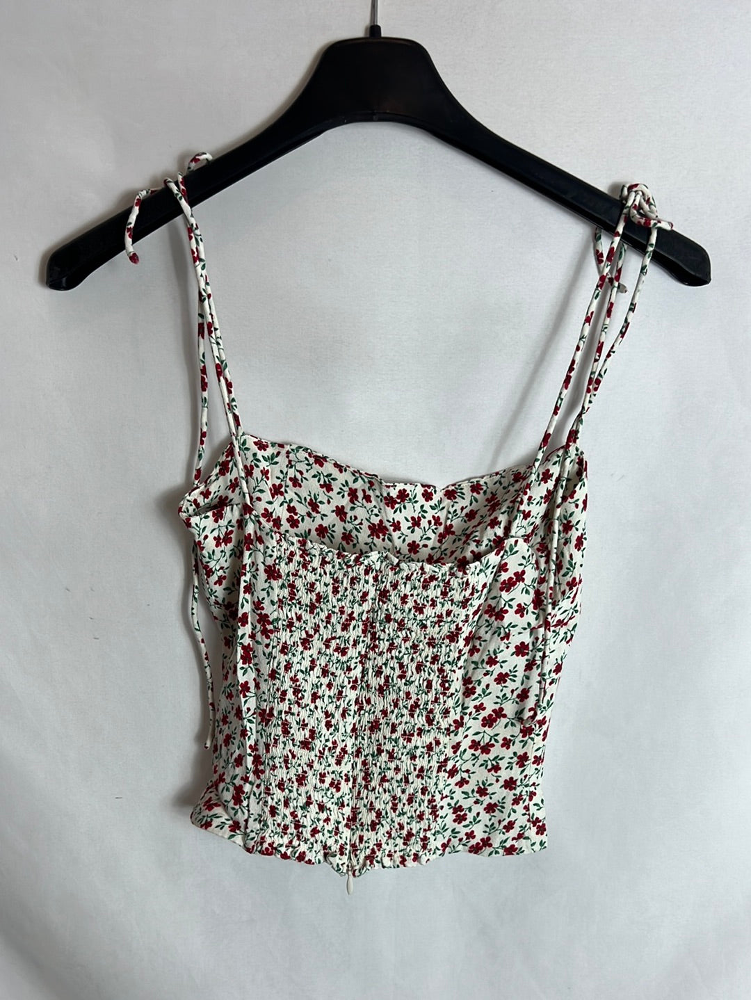 REFORMATION. Top blanco flores mini . T 0 (XS)