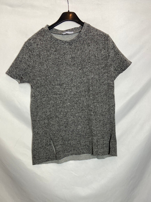 ZARA. Top gris jaspeado con aperturas T.S