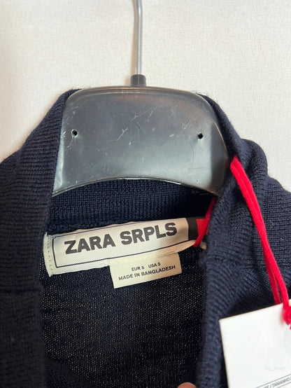 ZARA. Jersey azul lana fruncidos. T S