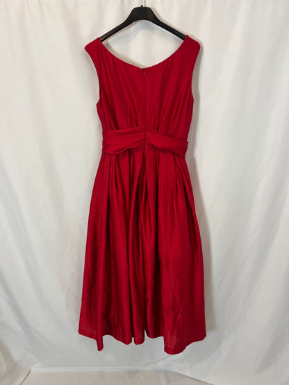 MOSCHINO. Vestido midi rojo  satinado. T M