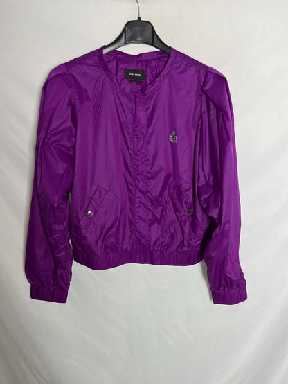 ISABEL MARANT. Chaqueta morada textura cortavientos. T 36