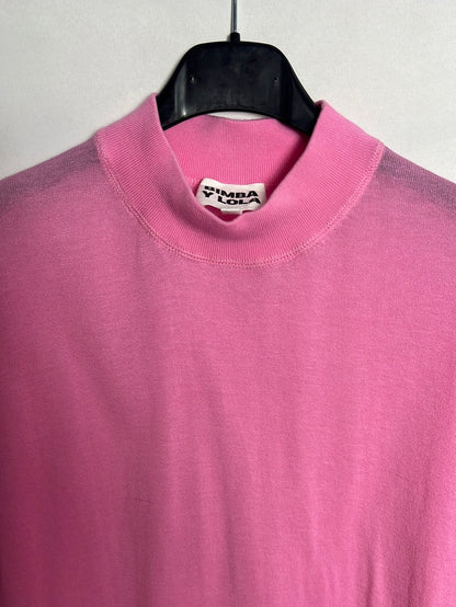 BIMBA Y LOLA. Jersey fino rosa cuello perkins. T L