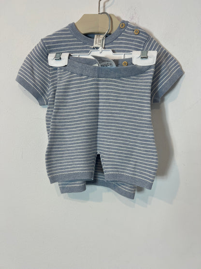 H&M. Conjunto algodón azul rayas. T 18-24 meses