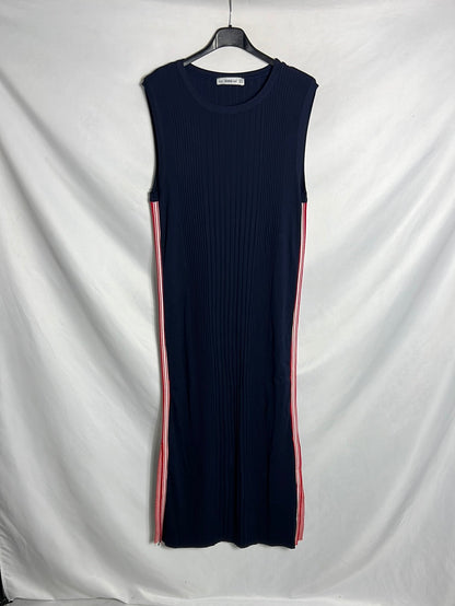 ZARA. Vestido midi punto azul rayas. TM