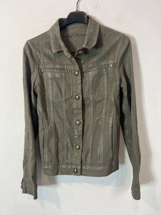 ZADIG & VOLTAIRE. Chaqueta verde encerada. T S