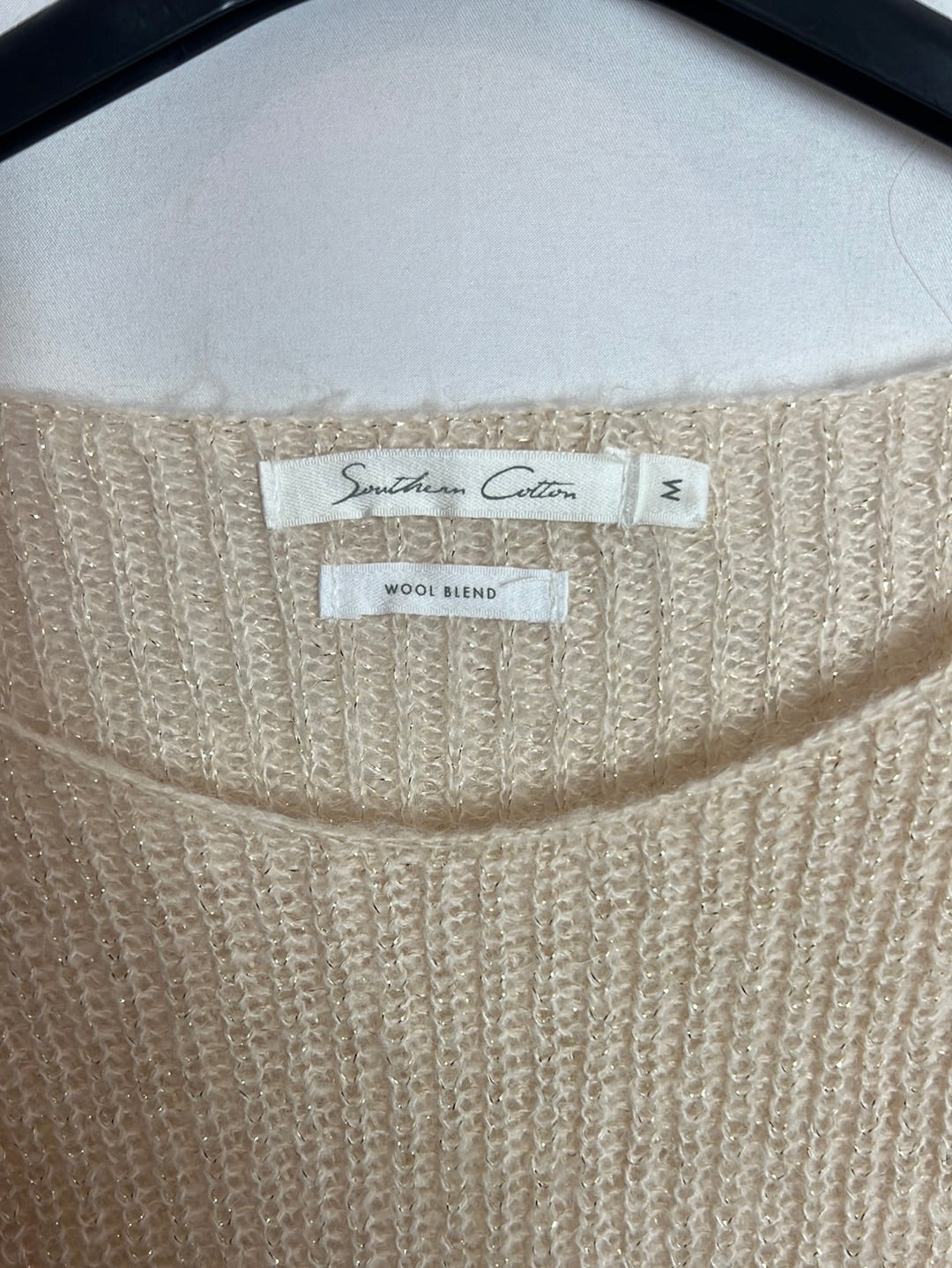 SOUTHERN COTTON. Jersey beige hilos dorados. T M