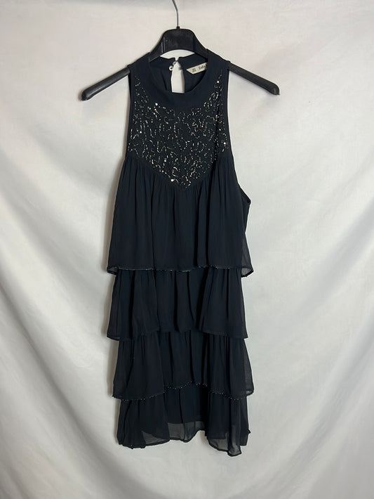 ZARA. Vestido cuello halter volante. T s(Tara)