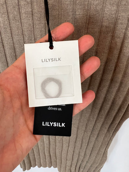 LILYSILK. Top marrón canalé T.s