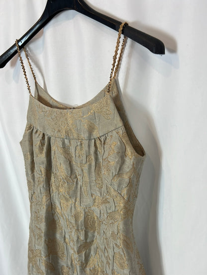 OTRAS. Vestido beige flores doradas TU(S)