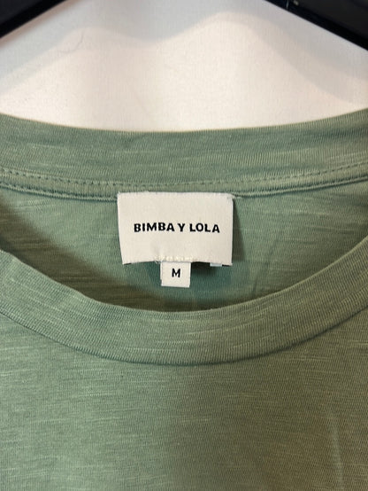 BIMBA Y LOLA. Camiseta verde detalle manga. T M