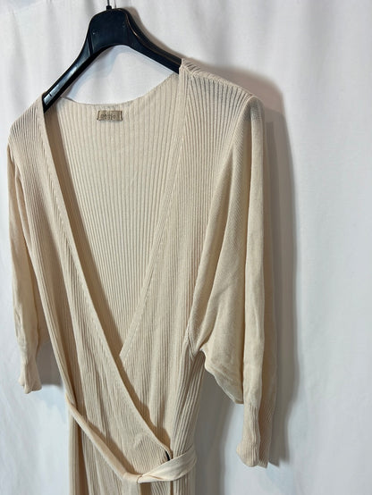 OTRAS. Vestido canalé beige T.s