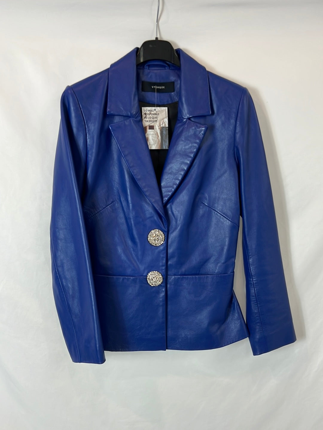 UTERQÜE. Chaqueta piel azul T.s