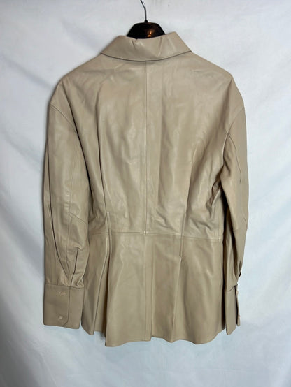 MASSIMO DUTTI. Camisa piel beige. T XS