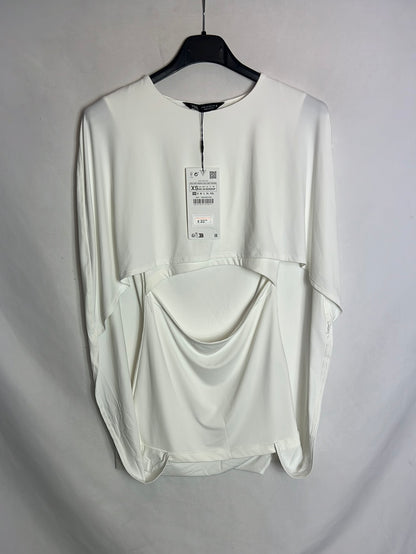 ZARA. Top blanco licra apertura . T XS