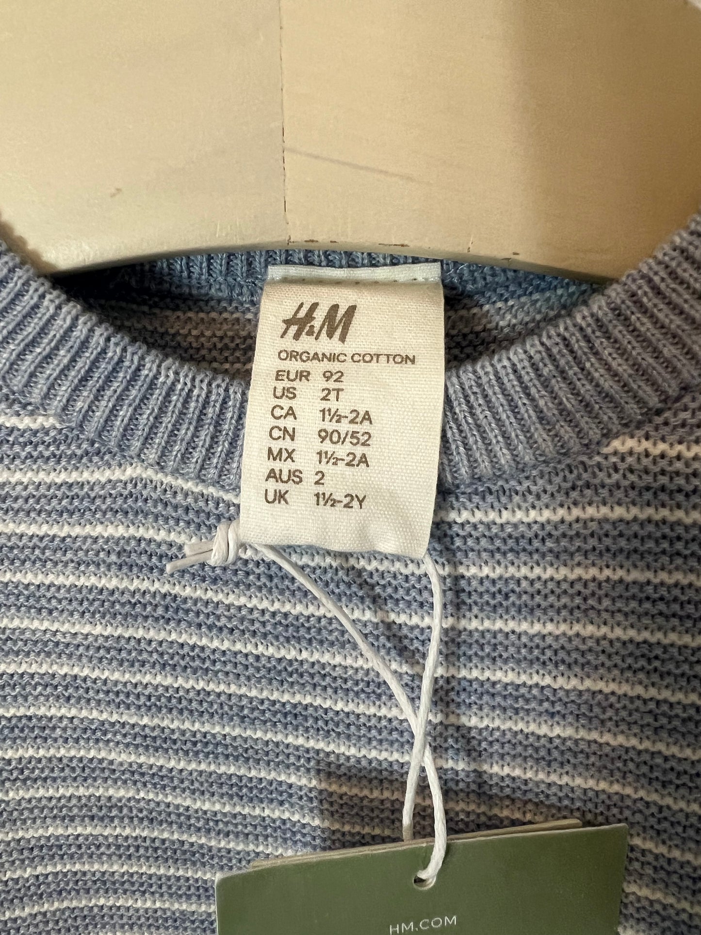 H&M. Conjunto algodón azul rayas. T 18-24 meses