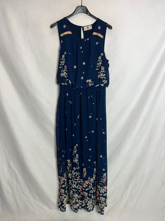 LESAC. Vestido largo azul flores. T XS