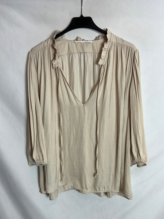 SFERA. Blusa beige fluida. T XL