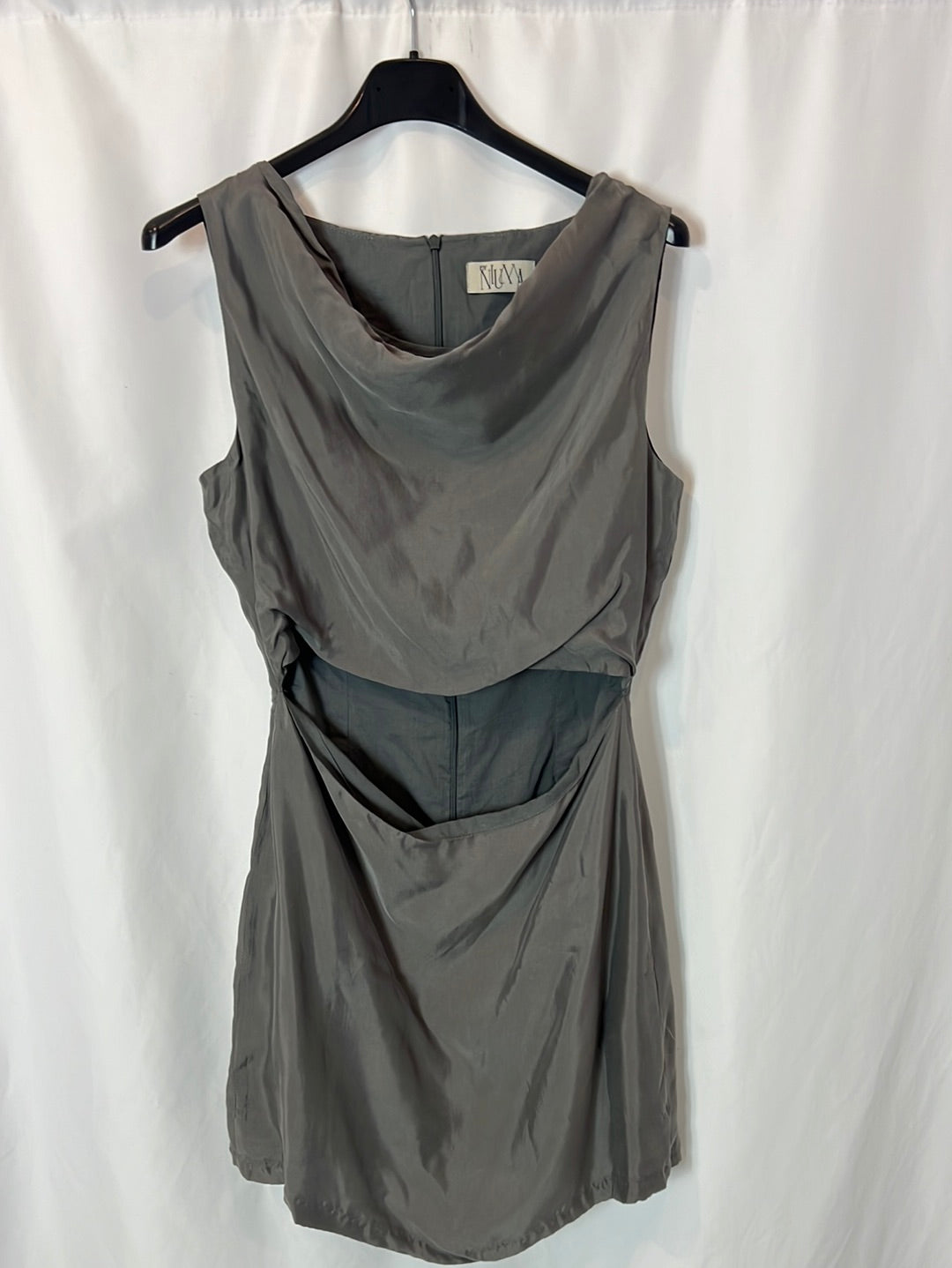 BY NIUMA. Vestido gris textura aberturas. T S