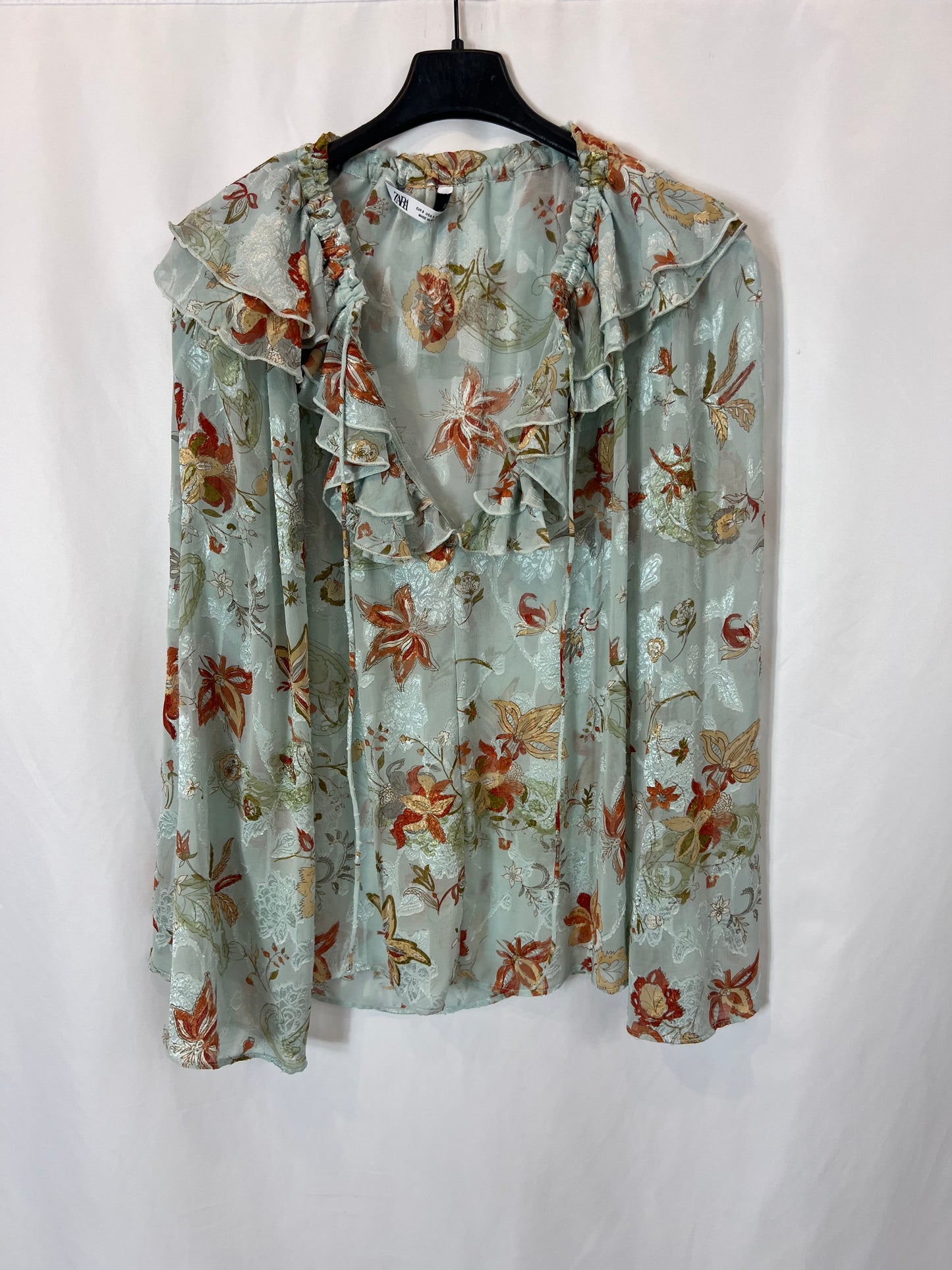 ZARA. Blusa vaporosa estampada. T S