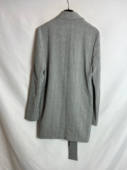 PFEIFFER. Chaqueta larga gris jaspeada detalle solapa. T XS