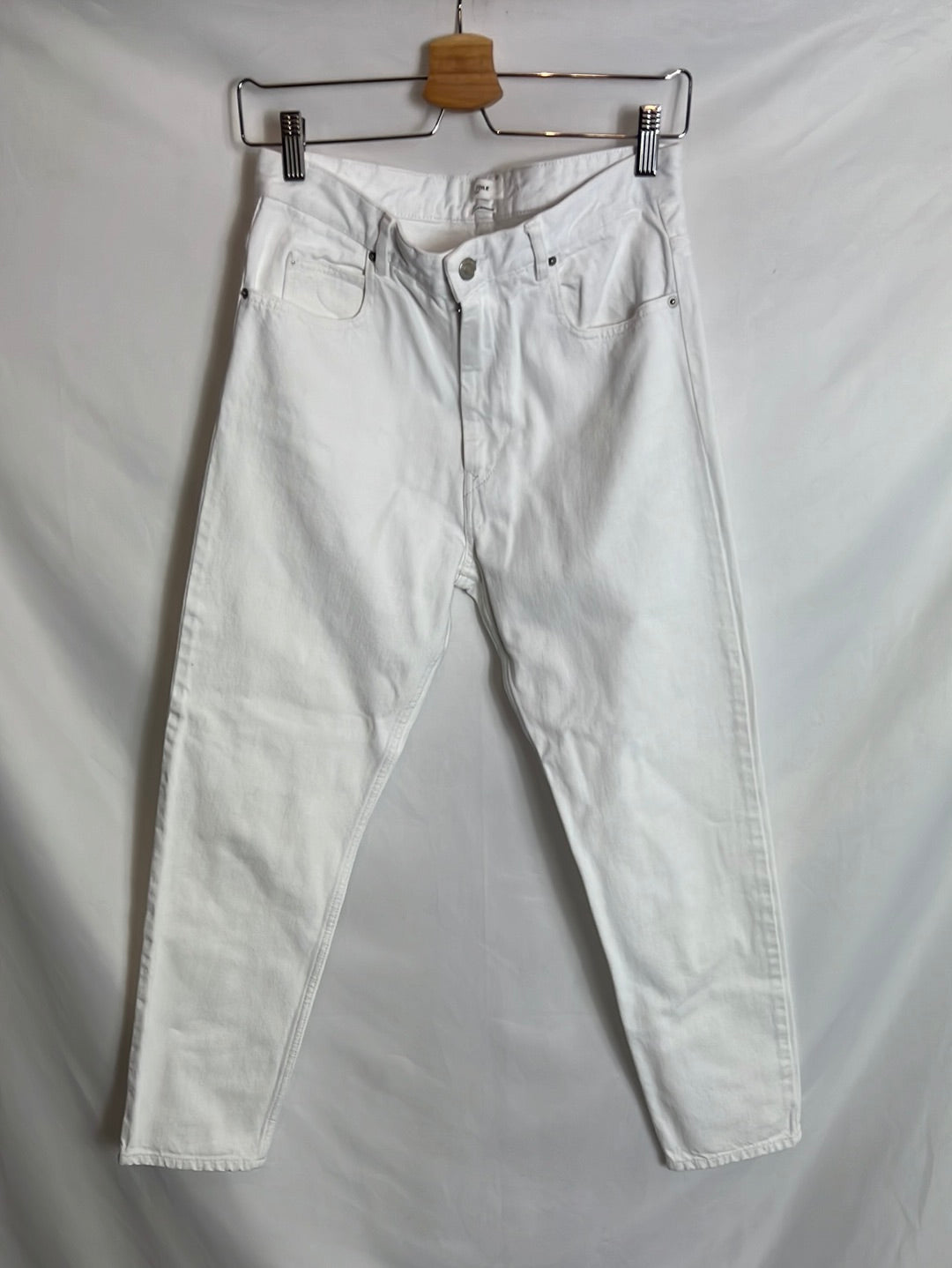 ISABEL MARANT ETOILE. Denim cropped blanco. T 36