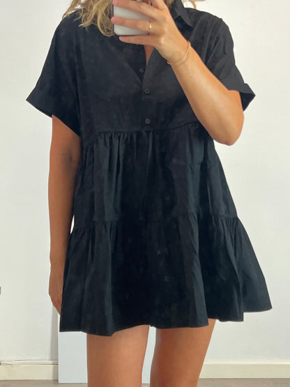 ZARA. Vestido negro corto fluido  T.L