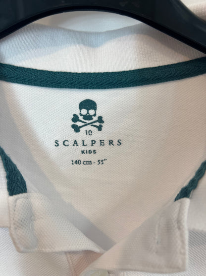 SCALPERS. Polo blanco logo en verde. T 10 años