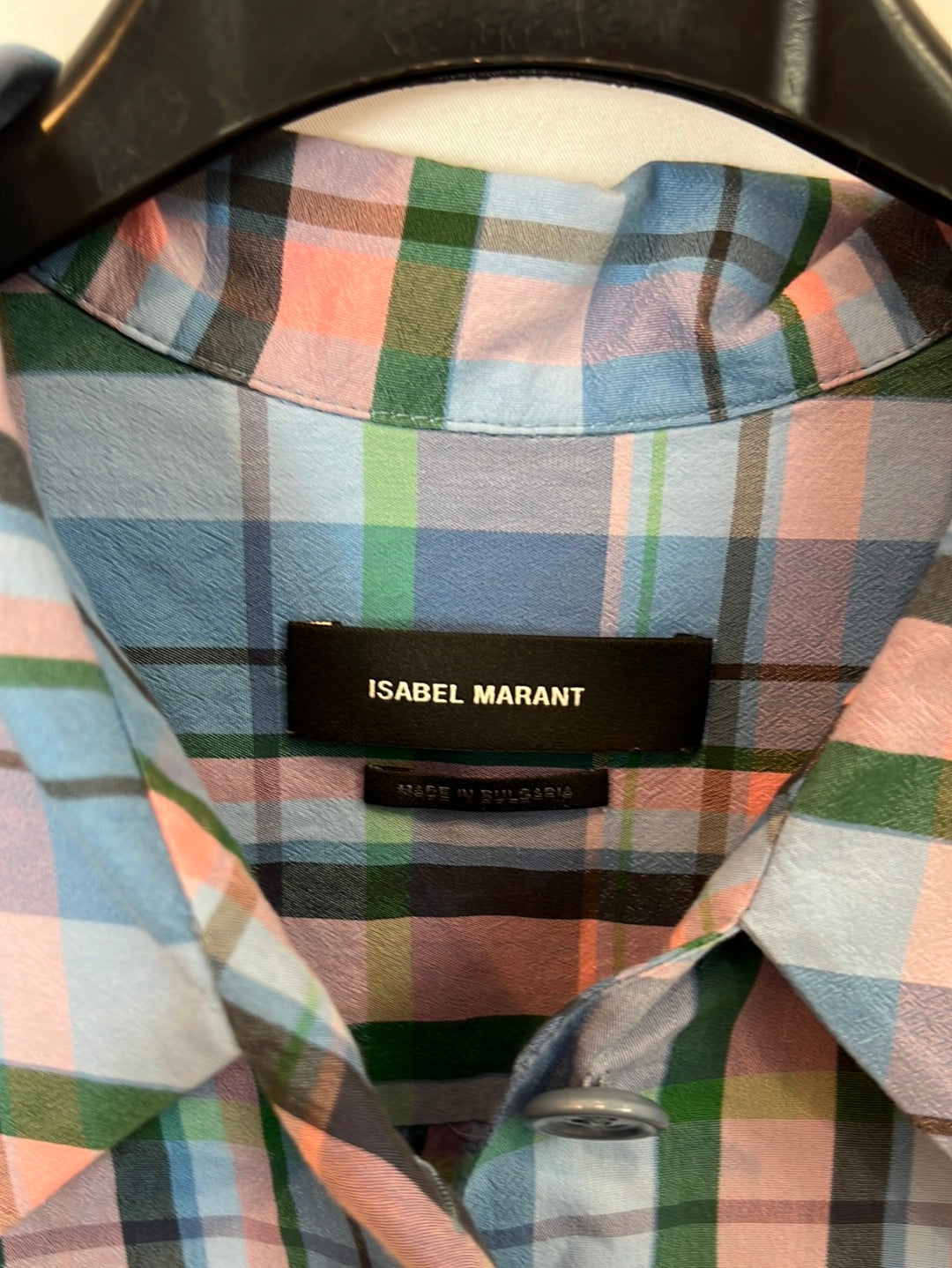 ISABEL MARANT. Camisa azul cuadros. T 34