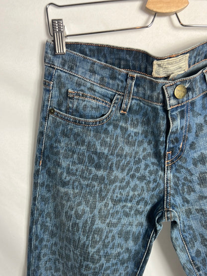 CURRENT ELLIOT. Denim animal print cintura baja. T 28( 38)