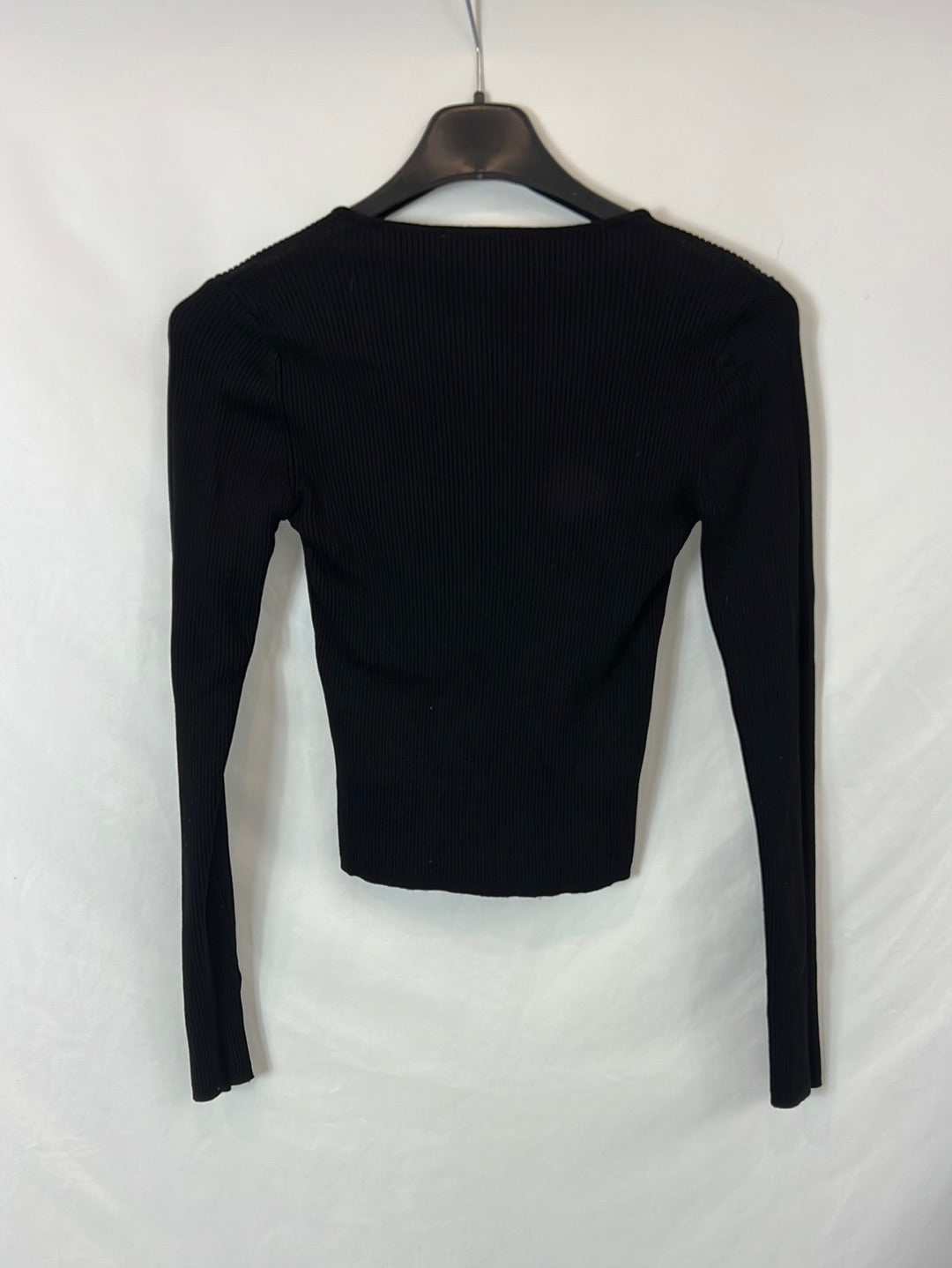 ZARA. Top negro canalé T.s