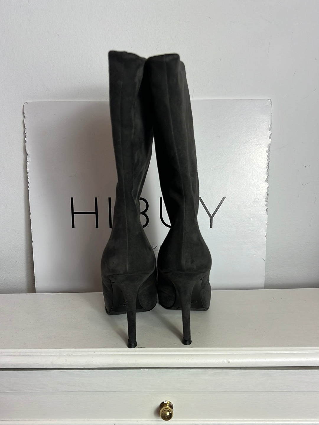 UTERQÜE. Botas grises oscuro piel. T 40