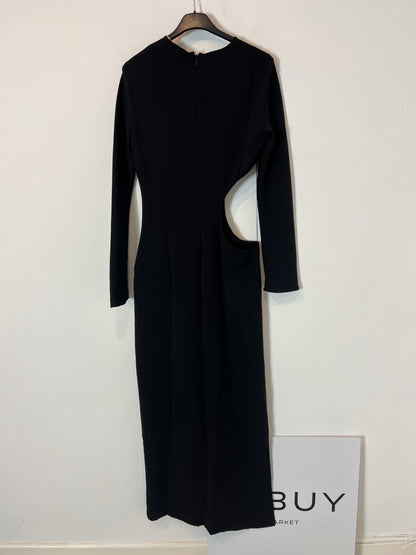 ZARA. Vestido negro largo abertura. T M