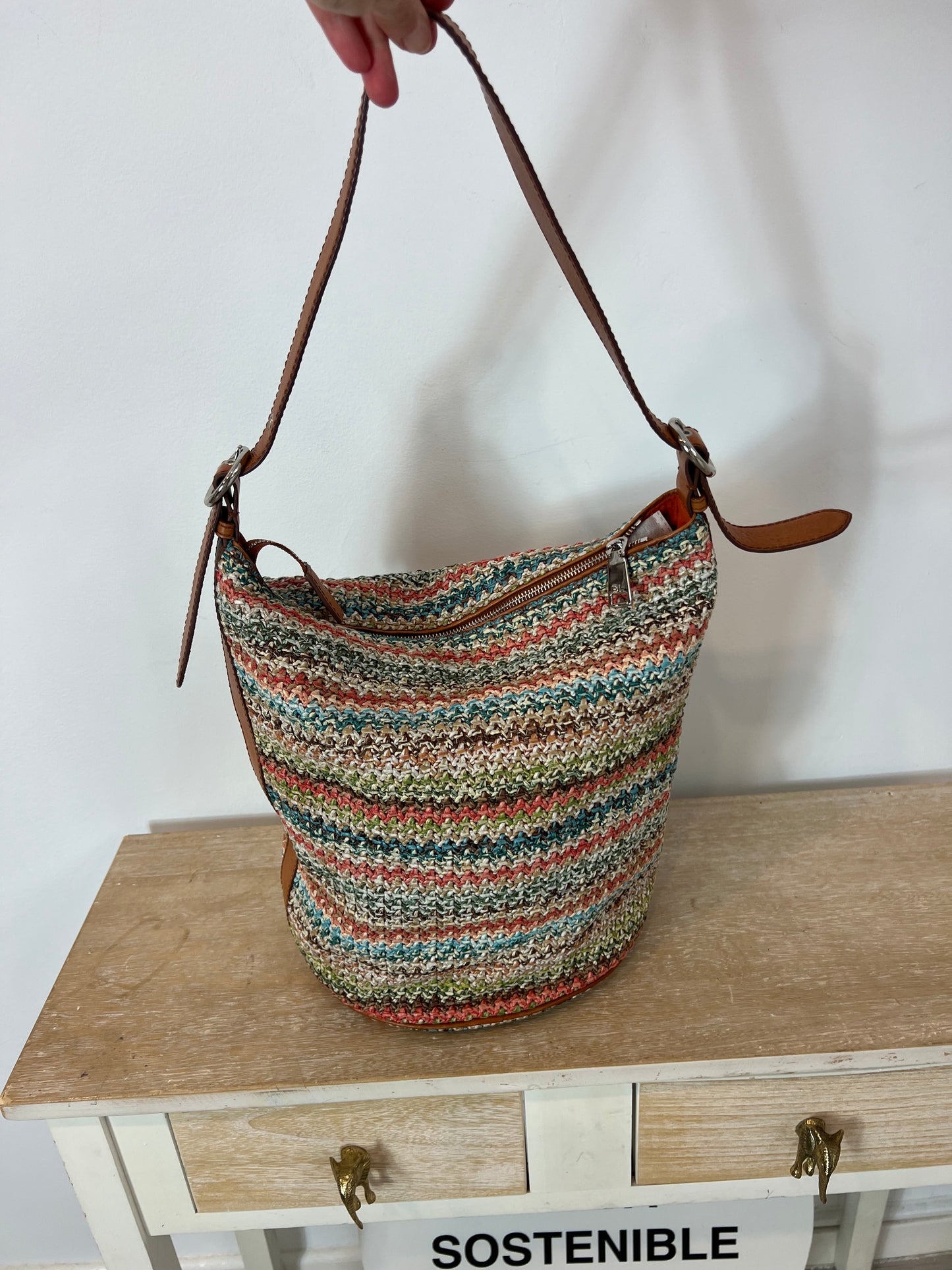 BIMBA Y LOLA. Bolso rafia colores