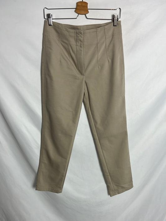 MASSIMO DUTTI. Pantalón beige elástico pinzas. T38