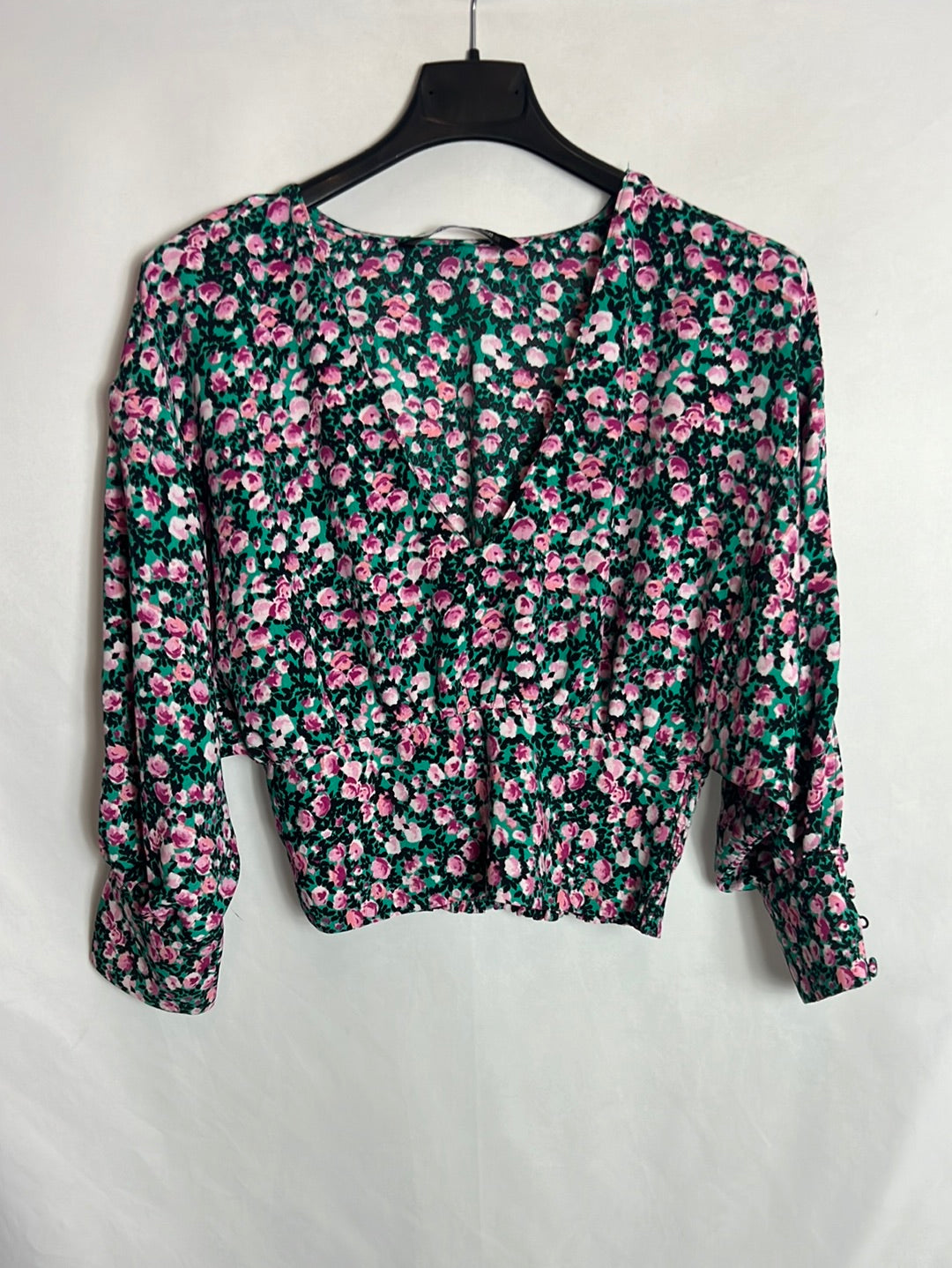 ZARA. Blusa flores estampado flores. T XS