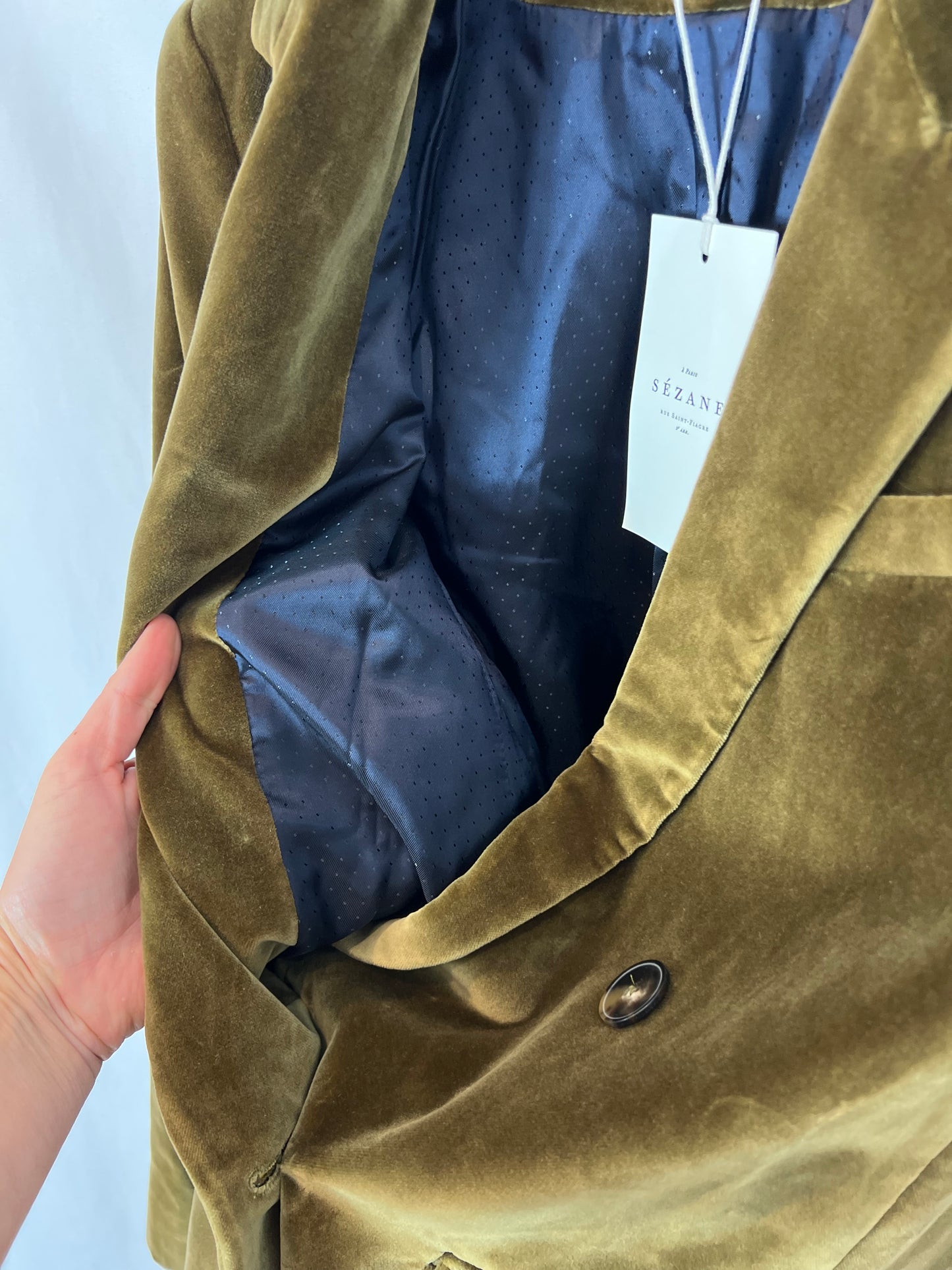 SEZANE. blazer terciopelo verde T.36