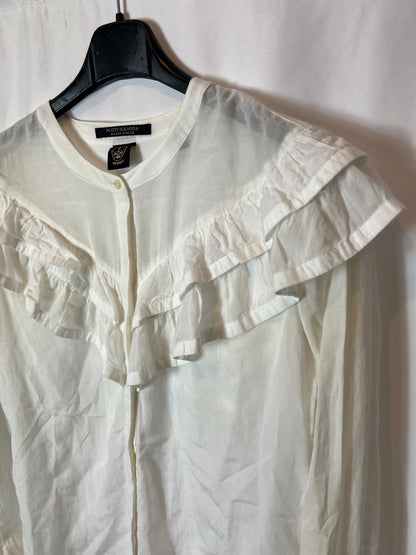 SCOTCH&SODA. Blusa blanca volantes T.s