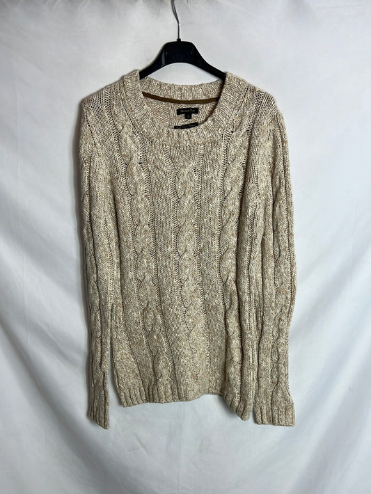 MASSIMO DUTTI. Jersey ochos beige jaspeado. T L