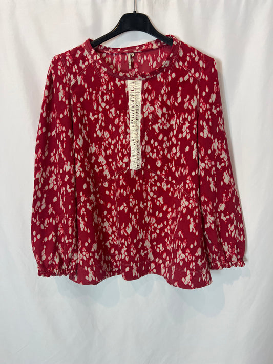 IRO. Blusa roja estampada T.0(xs)