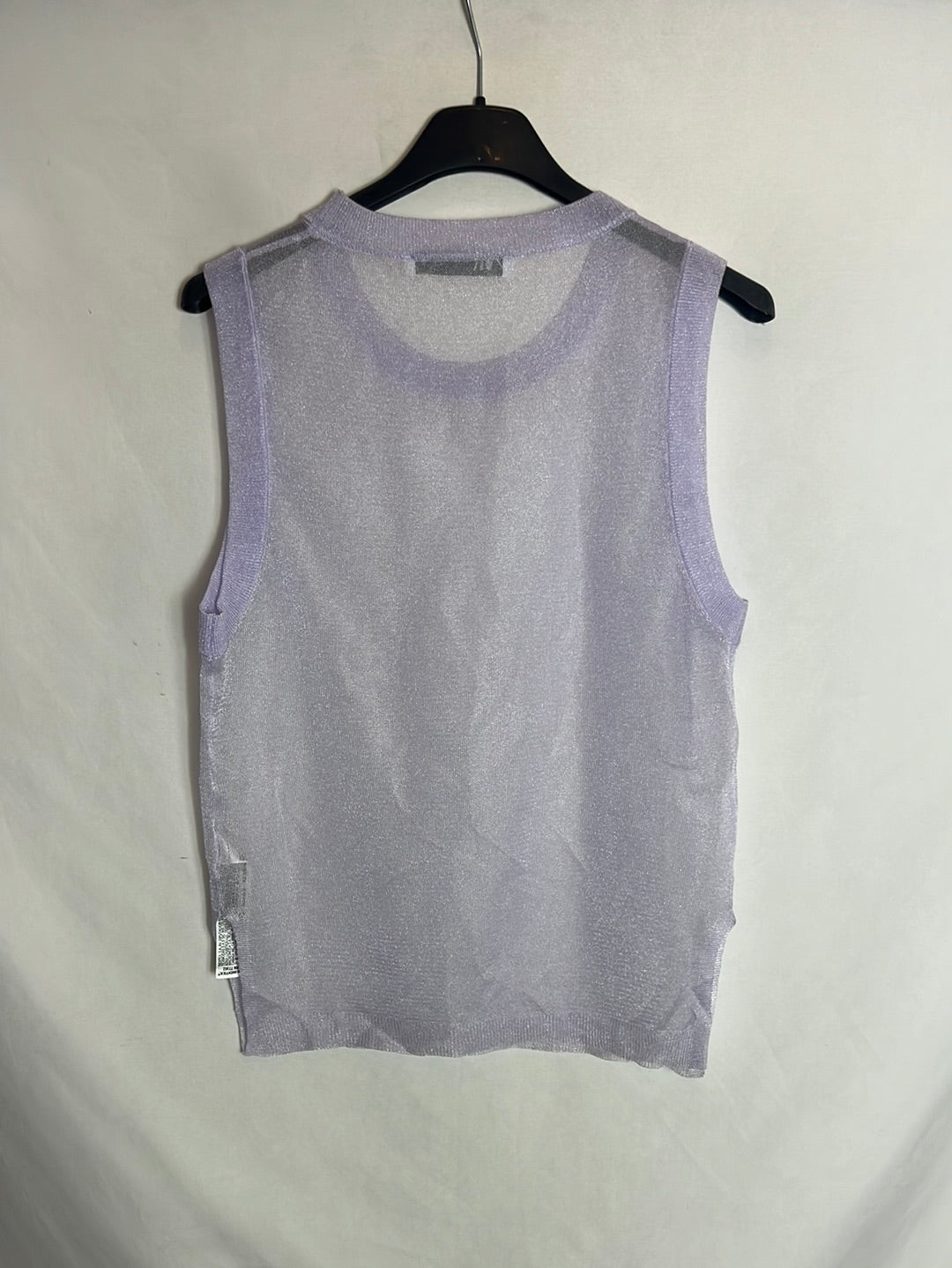 ZARA. Top morado semitransparente brillo. T S